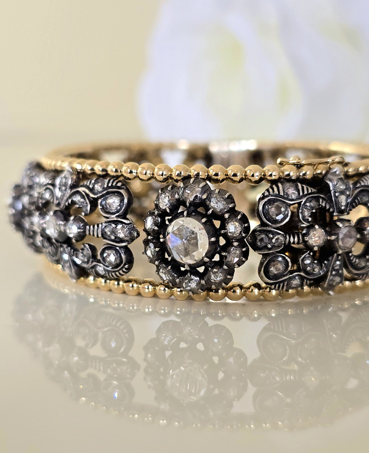 Antique diamond jewellery detail